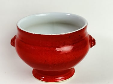 Vintage Emile Henry Porcelain Red Glaze Bowl
