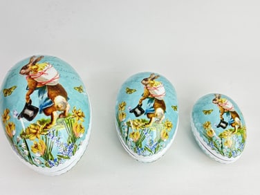 Set of Papier-Mache Easter Egg Boxes