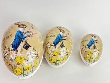 Set of Papier-Mache Easter Egg Boxes