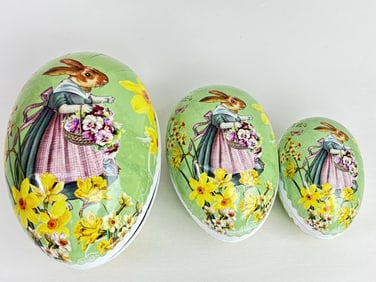 Set of Papier-Mache Easter Egg Boxes