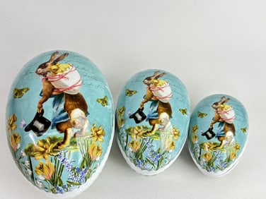 Set of Papier-Mache Easter Egg Boxes