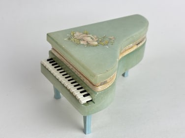 Vintage Italian Green Alabaster Piano Trinket Box