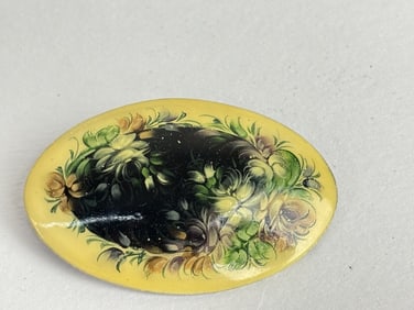 Vintage Russian Hand Painted Lacquer over Wood Bro