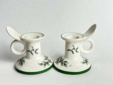 (2) Vintage Spode England Porcelain Christmas Tree
