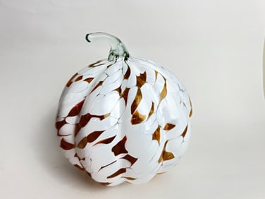 Vintage Murano Italy Amber/White Glass Pumpkin