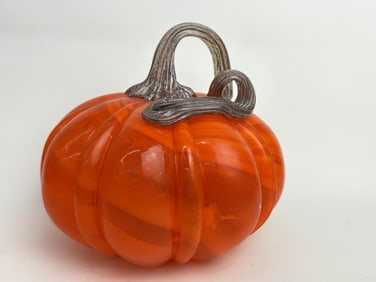 Vintage Murano Italy Orange Art Glass Pumpkin