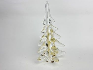 Vintage Murano Italy Gold Glitter Glass Christmas