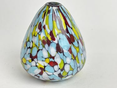 Vintage Murano Italy Splatter Art Glass Vase