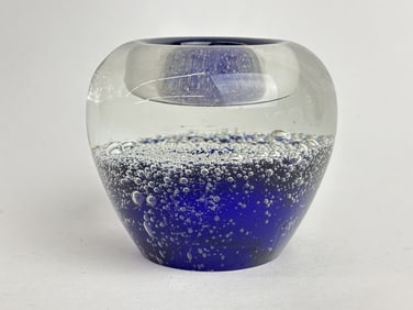 Vintage Murano Italy Cobalt Blue Bubble Glass Voti