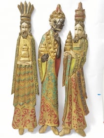 Vintage Gilt Wood Carved Figure Plaques