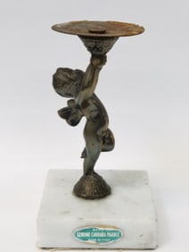 Vintage Italian Carrara Marbel with Bronze Angel C
