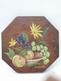 Vintage Caliovette Hand Painted Fruit Bowl Plaque