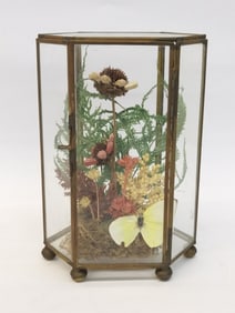 Vintage Flower and Butterfly Glass Box