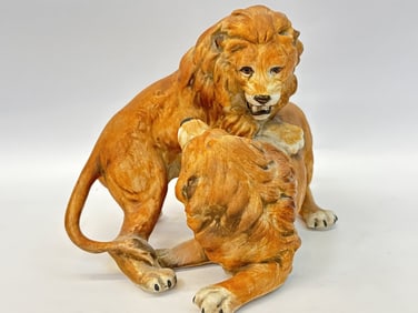 Vintage Porcelain Lions Figurine