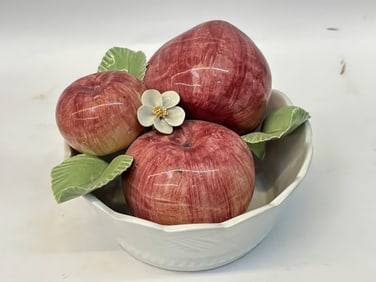 Vintage Italian Porcelain Red Apple Centerpiece