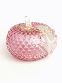 Vintage Murano Italy Glitter Pink Art Glass Apple