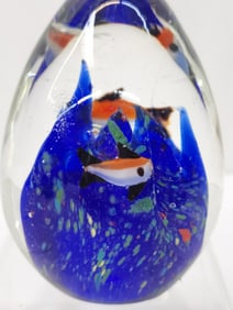 Vintage Murano Italy Aquarium Glass Egg Paperweigh
