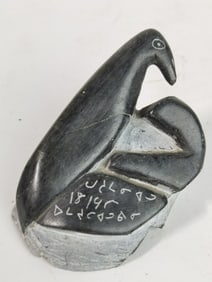 Vintage Signed Inuit Stone Bird Carving