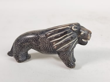 Vintage African Hand Carved Lion Sculpture