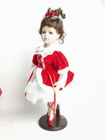 Vintage Red Dress Porcelain Doll