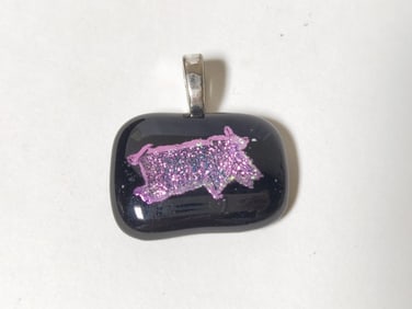 Murano Italy Glitter Pink Art Glass Pendant