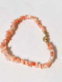 Natural Pink Coral Bead Bracelet