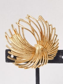 Monet Costume Gold Tone Firework Brooch