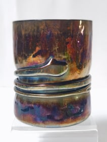 1983 Signed "Stuart" Iridescent Snake Glass Vase