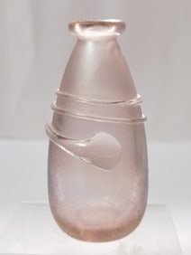 1985 Signed Iridescent Frosted Pink Snake Glass Va