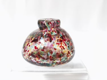 4/6/80 Signed Splatter Art Glass Bottle