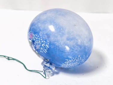 Vintage Blue Splatter Art Glass Ornament