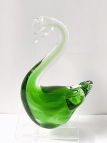 Vintage Green Art Glass Duck
