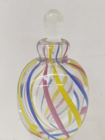 Vintage Murano Italy Multicolor Stripes Glass Perf