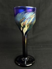 11/17/95 B. Stowelp Iridescent Art Glass Wine Glas