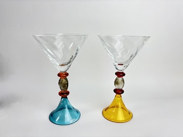 Pr. of Vintage Murano Italy Art Glass Martini Glas