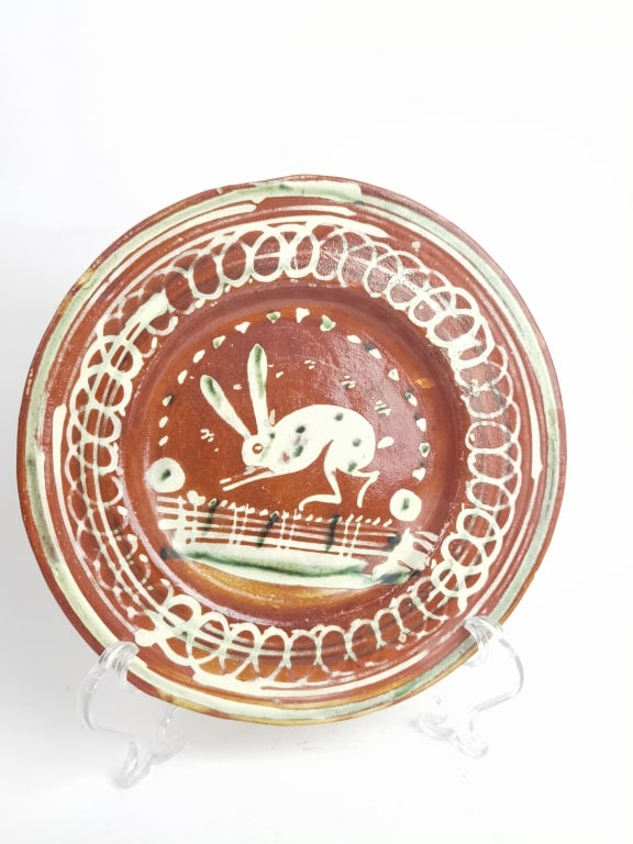 Vintage Mexican Pottery Plate: Vintage Mexican Pottery Plate, 8.75in