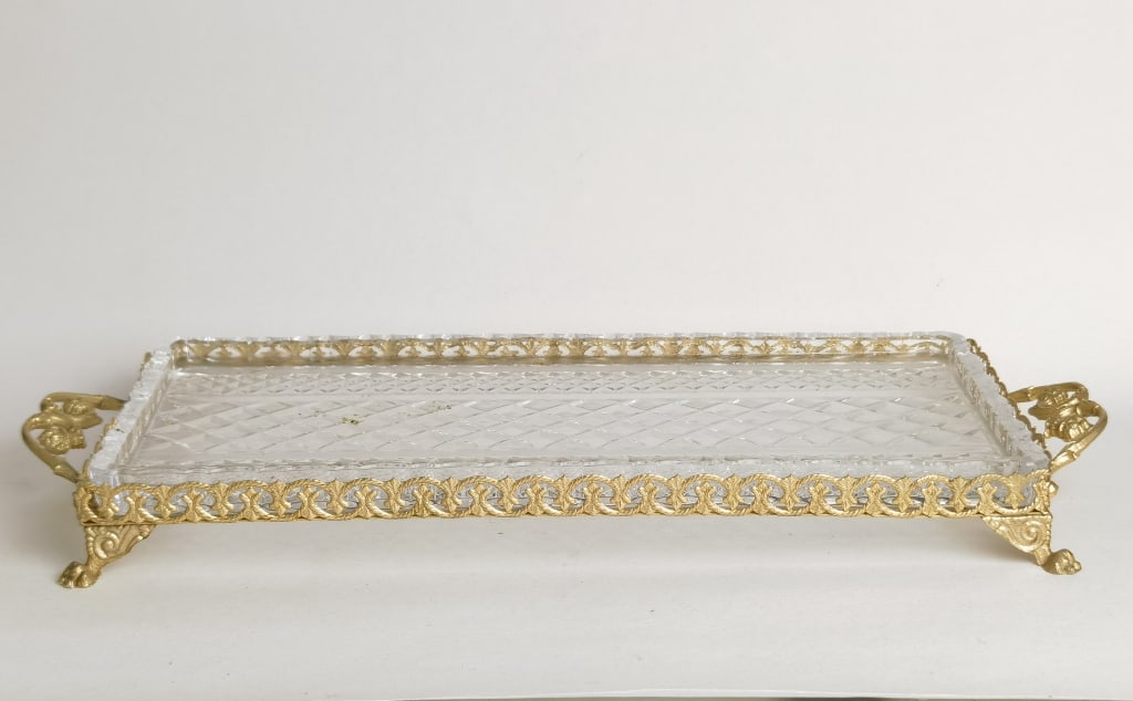 Vintage Brass Handled Glass Tray (1 of 4)