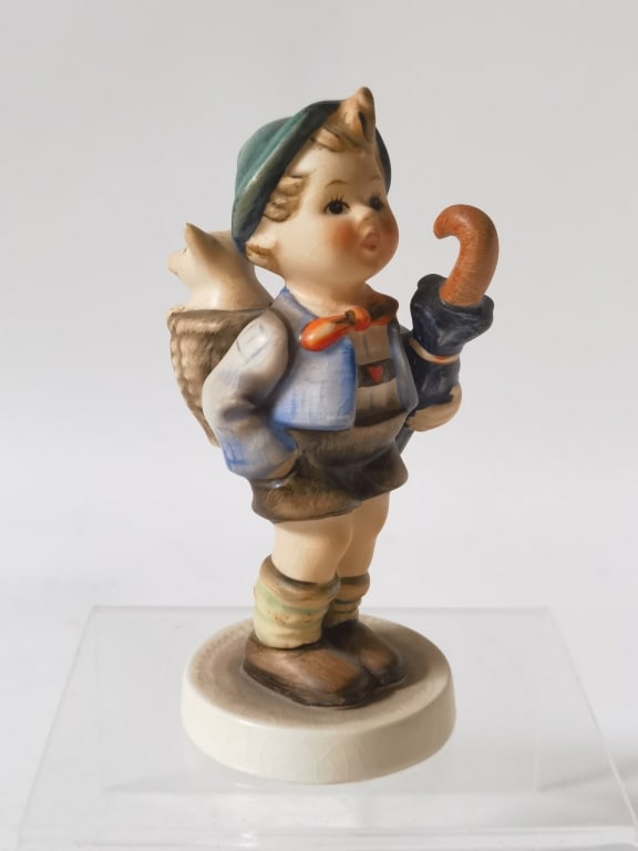 1948 Goebel Hummel Porcelain "Home from Market" Fi: 1948 Goebel Hummel Porcelain "Home from Market" Figurine, 4.5in
