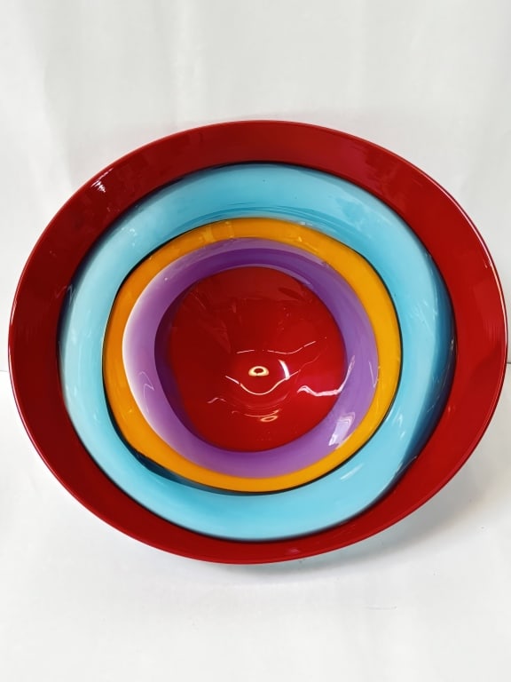 Large Vintage Multicolor Art Glass Bowl (1 of 4)