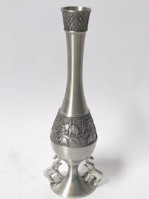 Kajit Pewter Thailand Elephant Decorated Vase