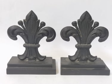 Pr. of Metal Fleur de Lis Book Ends