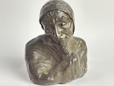 Vintage Bronze Old Man Bust Sculpture