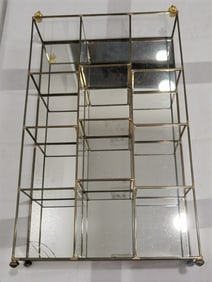 Vintage Brass Mirrored Curio Stand