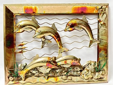 Vintage Metal Dolphins Decor