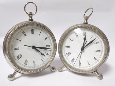 (2) Potterybarn Pocket Watch Style Table Clocks