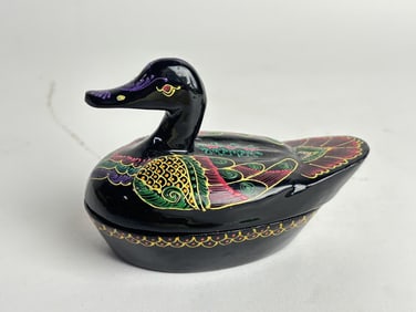 Vintage Thai Style Painted Lacquer over Wood Duck