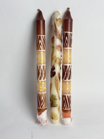 (3) Global Crafts Hand Painted Candles