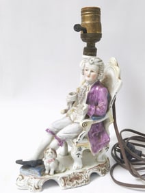 Vintage Ceramic Victorian Figurine Lamp
