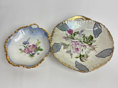 (2) Vintage European Porcelain Floral Plates