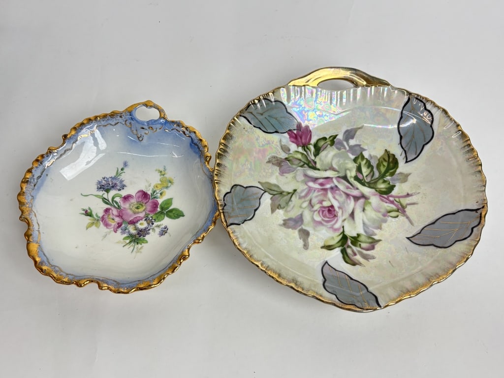 (2) Vintage European Porcelain Floral Plates (1 of 3)